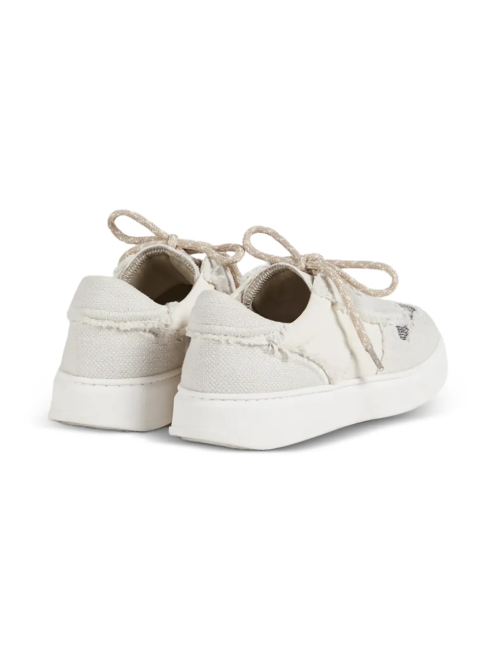 Кроссовки на шнуровке Brunello Cucinelli Kids, нейтральный — фото 3