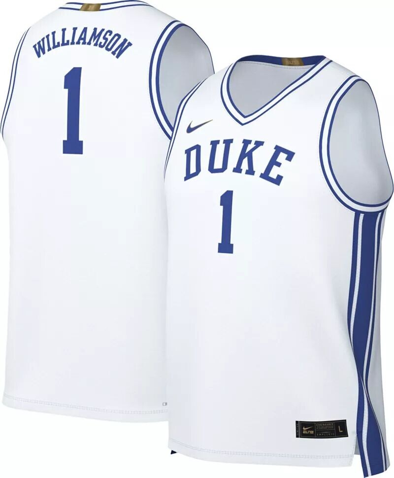 

Мужская баскетбольная майка Nike Duke Blue Devils Zion Williamson #1 White Limited