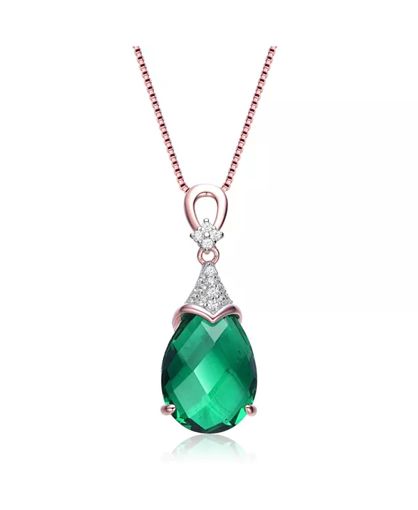 

Колье-Капля из стерлингового серебра 18 карат с покрытием из розового золота и цветными кубическими цирконами Genevive, green
