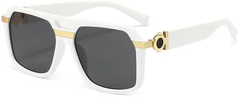 

Солнцезащитные очки большого квадратного размера 2027 года для женщин и мужчин, женские очки в крупной оправе с защитой от УФ-излучения UV400 MTZJH, White