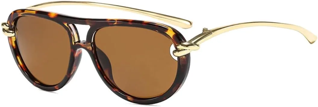 

Модные женские солнцезащитные очки с двойной перемычкой, овальные, с узлом, с полой оправой, защита от УФ-излучения UV400. Мужские солнцезащитные очки VFDHN, 68357-c2