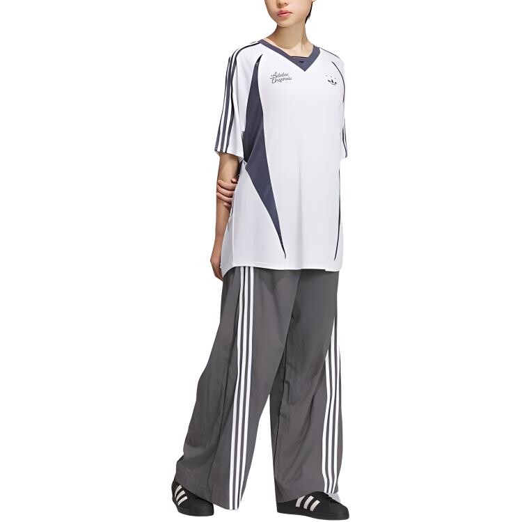 Женская дышащая модная футболка «Синий/белый» Adidas Originals — фото 4