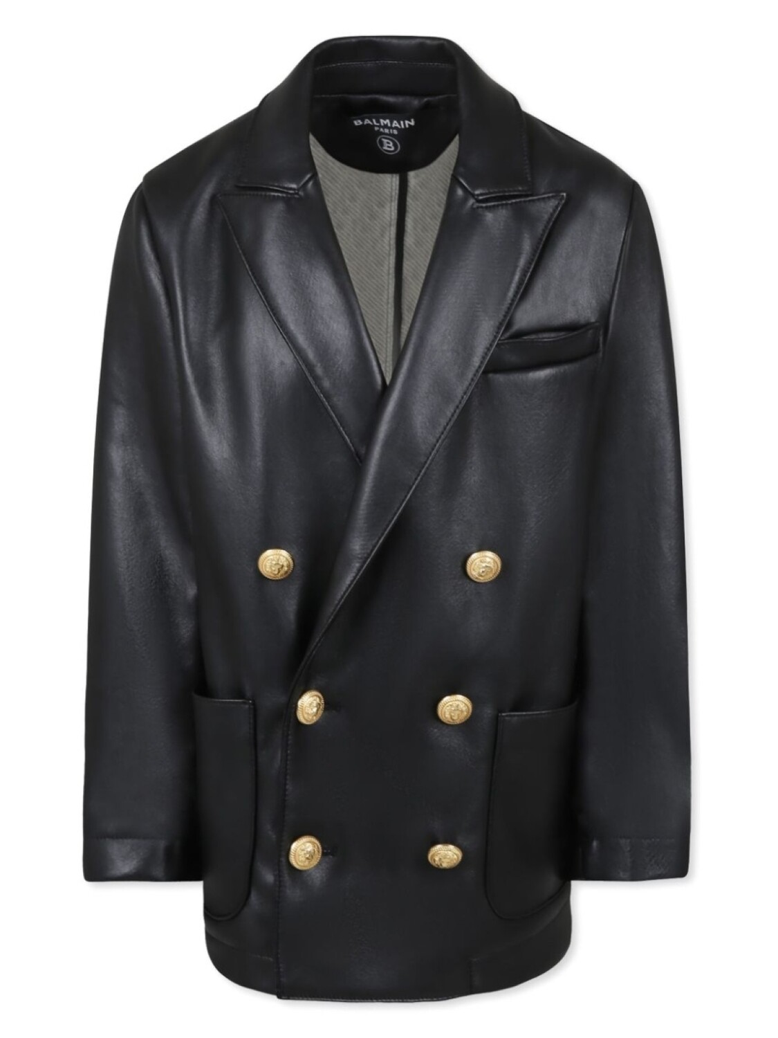 

Balmain Kids блейзер из искусственной кожи, черный