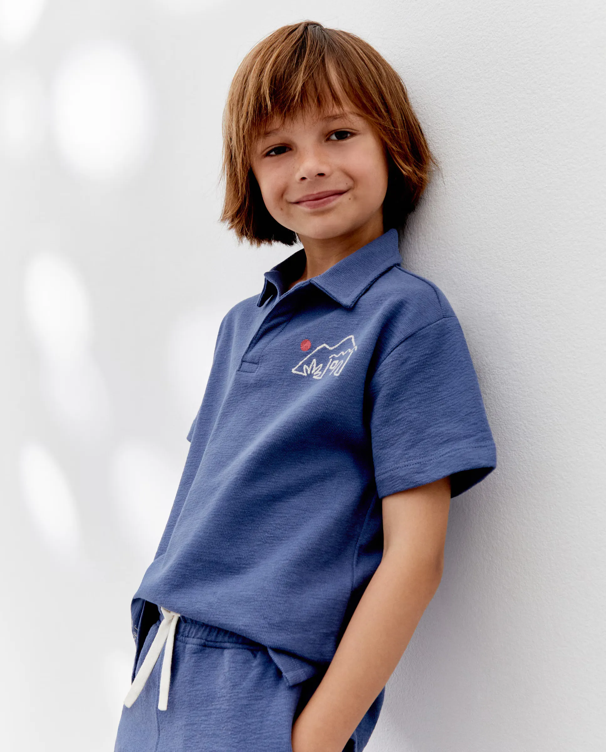 

Детский однотонный поло с коротким рукавом Kids El Corte Inglés, индиго