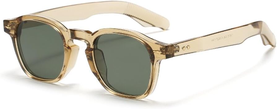 

Солнцезащитные очки в стиле ретро для женщин и мужчин, маленькие квадратные, массивная оправа в стиле 90-х, защита от УФ-излучения SOLVANSKI, 2- Yellow Frame & Green Lens