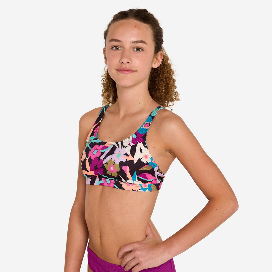 

OLAIAN Бикини-топ бюстье для девочек с цветочным принтом, регулируемый, 500 Nora Azalea, черный