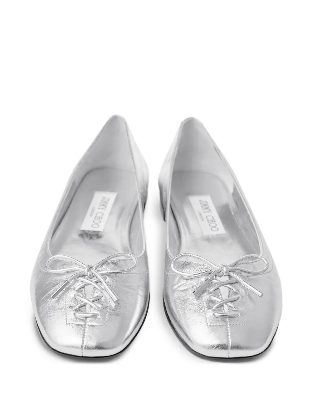 Балетки Scarlett со шнуровкой и бантом JIMMY CHOO, серебряный — фото 4
