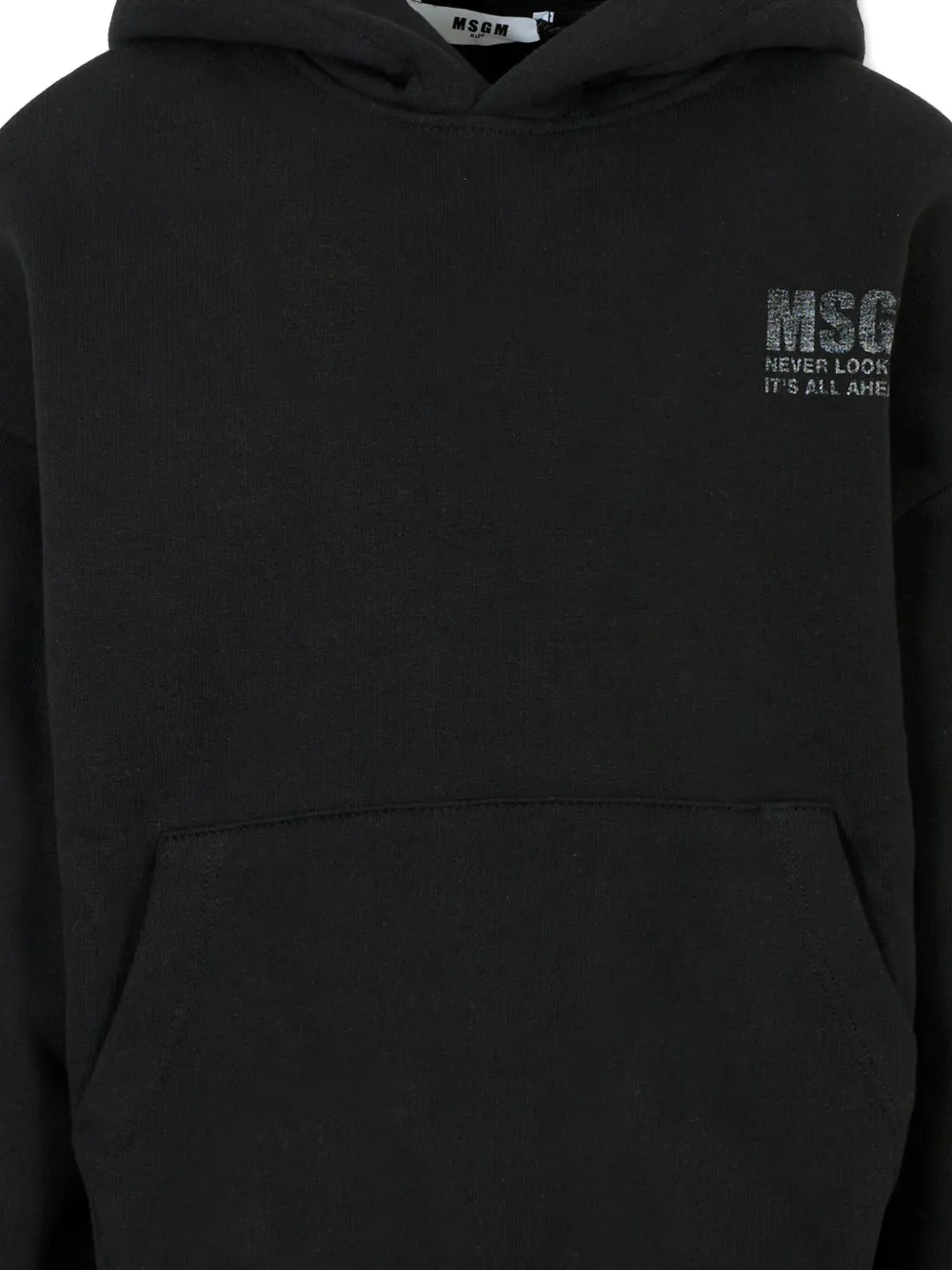 Толстовка с капюшоном, украшенная кристаллами MSGM Kids, черный — фото 3