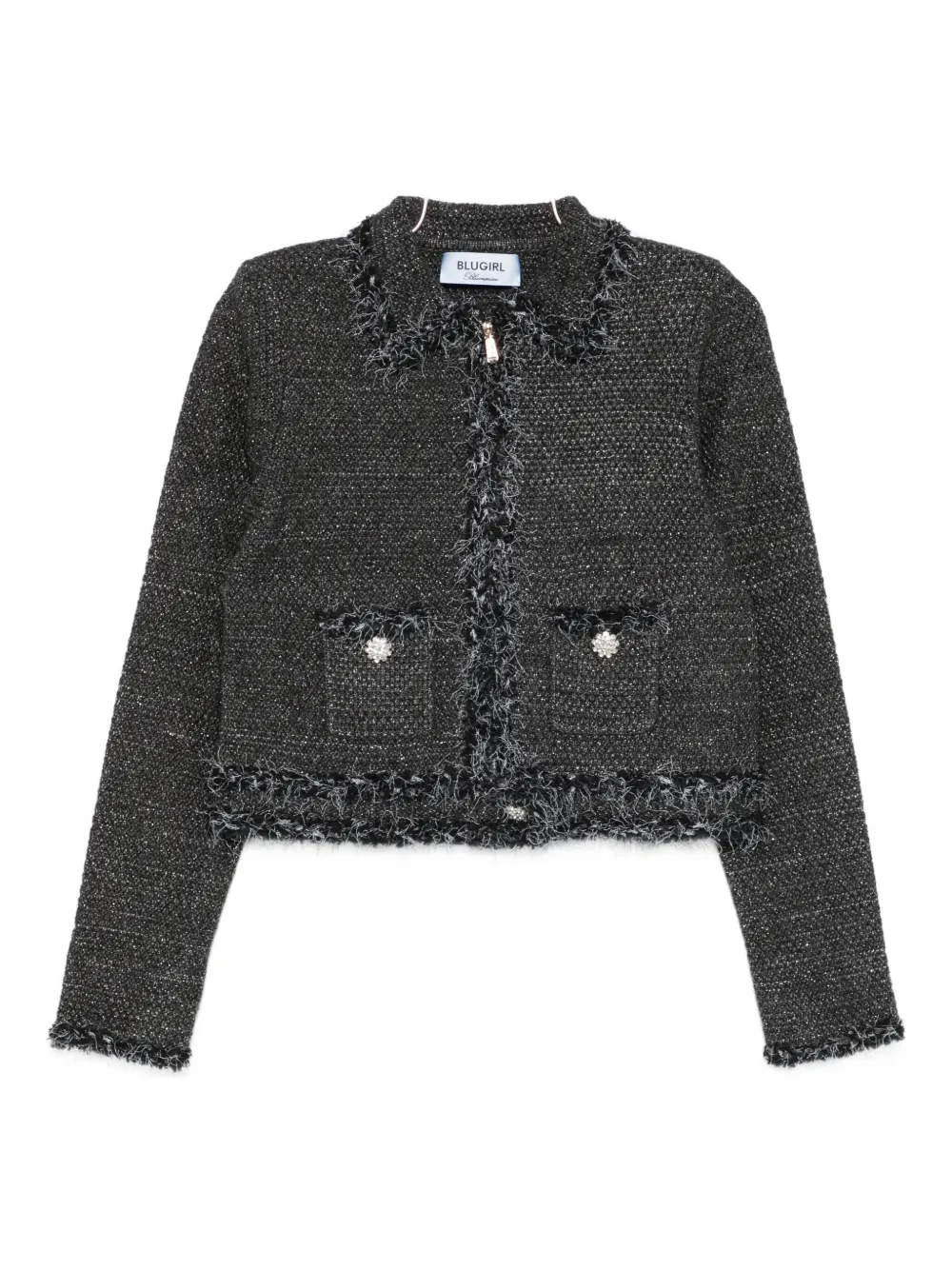 

Пиджак с отделкой бахромой и украшениями Blugirl, серый