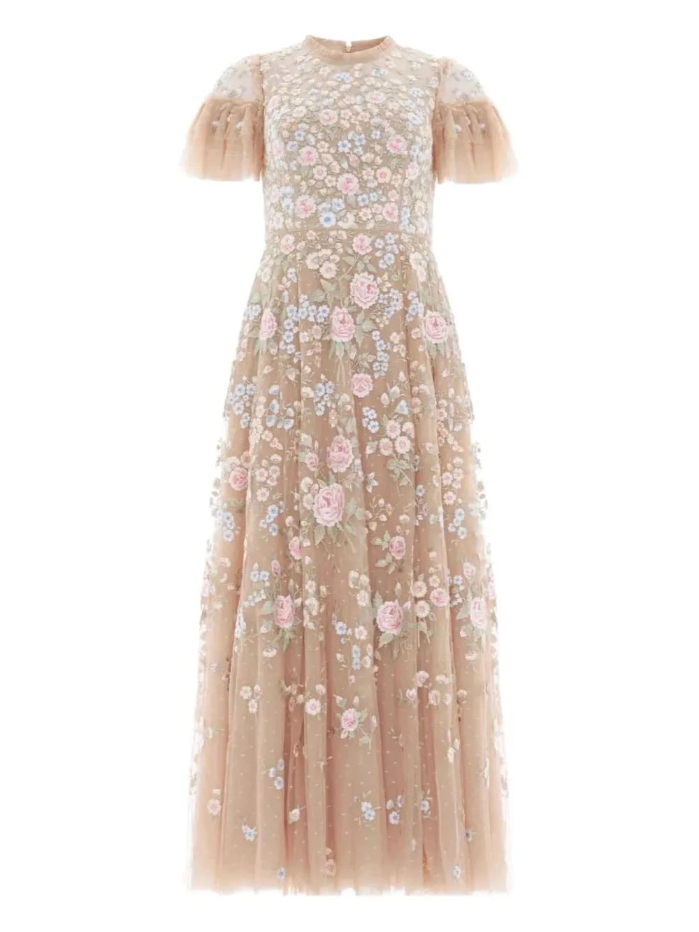 

Платье миди «Антуанетта», расшитое пайетками и оборками Needle & Thread, нейтральный