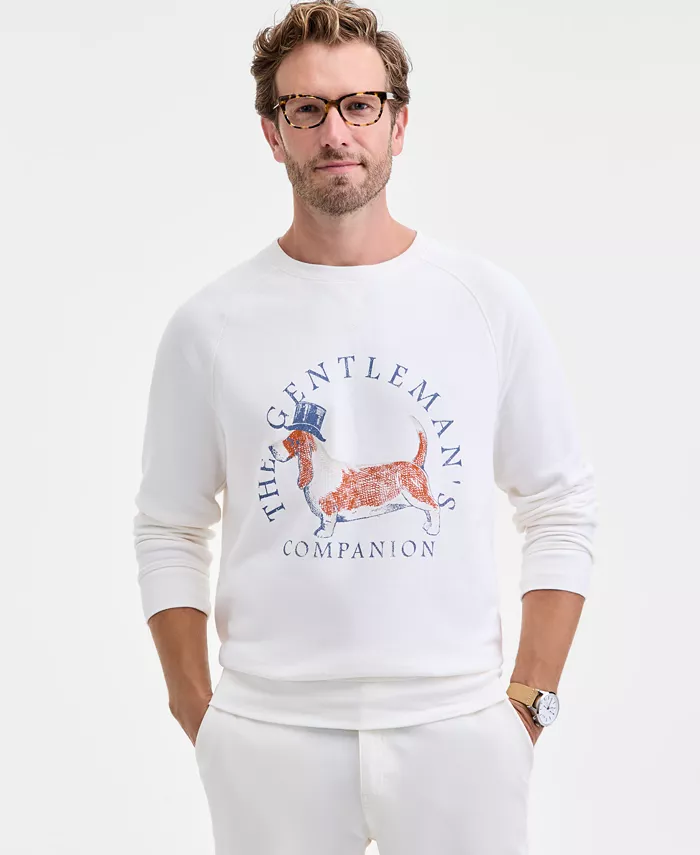 

Мужская толстовка с длинным рукавом из хлопка с принтом гончей собаки Club Room, белый