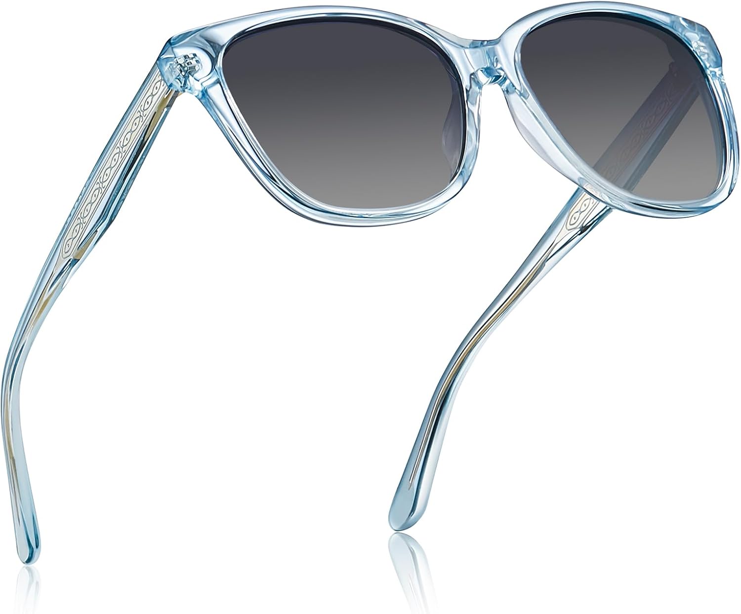 

Женские квадратные поляризованные солнцезащитные очки CARFIA с защитой от УФ-излучения, итальянский дизайн, ретро-стиль, рельефный узор, проволочный каркас, 8.-blue Transparent Frame Gray Lenses