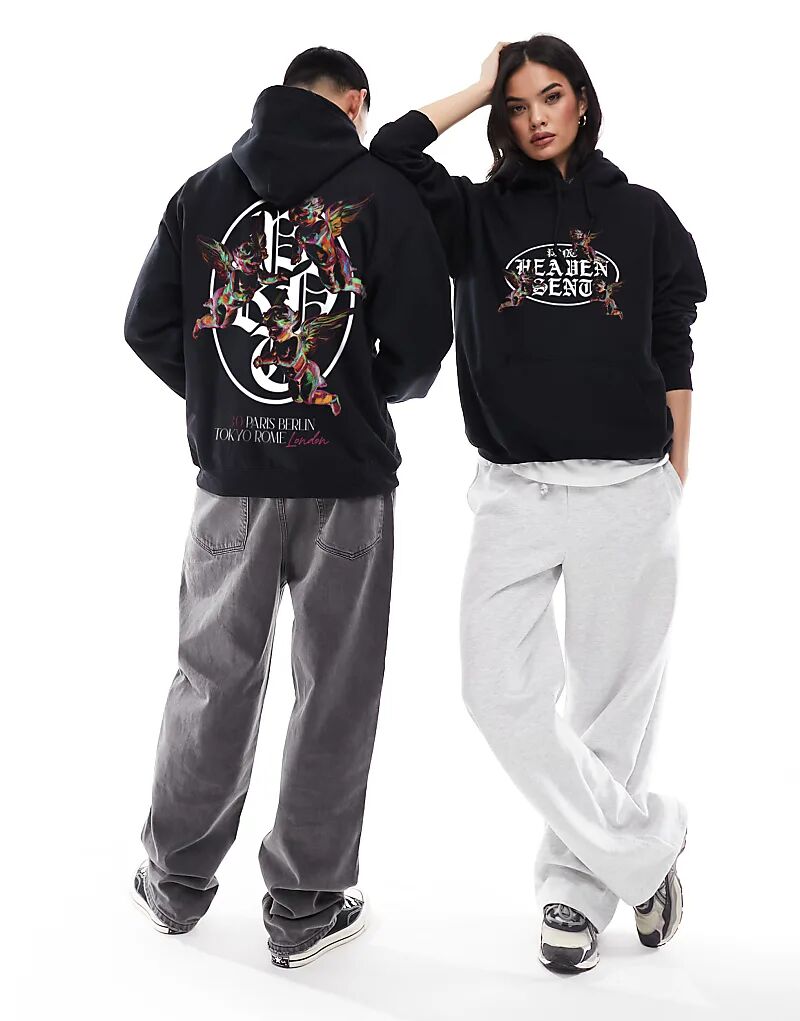 

PRNT Heaven sent 3.0 Толстовка с принтом спереди и сзади, капюшон черного цвета