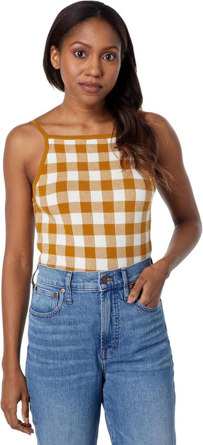 

Свитер Madewell Gingham Apron Sweater Tank, цвет Antique Gold
