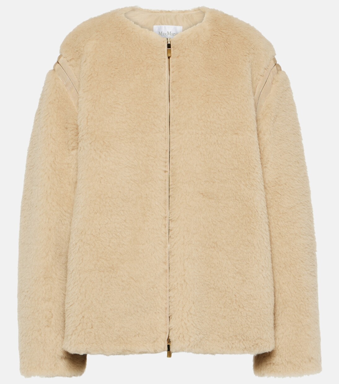 

Тедди-жакет panno из альпаки, шерсти и шелка Max Mara, нейтральный