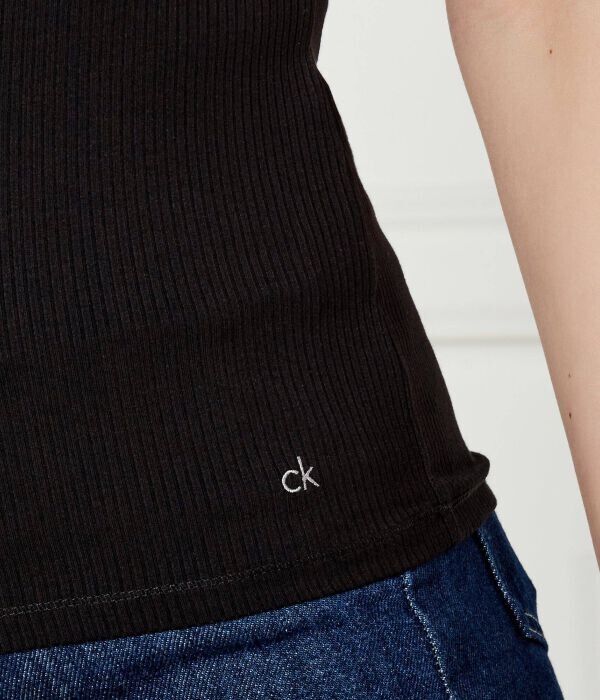 Футболка женская Calvin Klein однотонная из модала, черный — фото 4