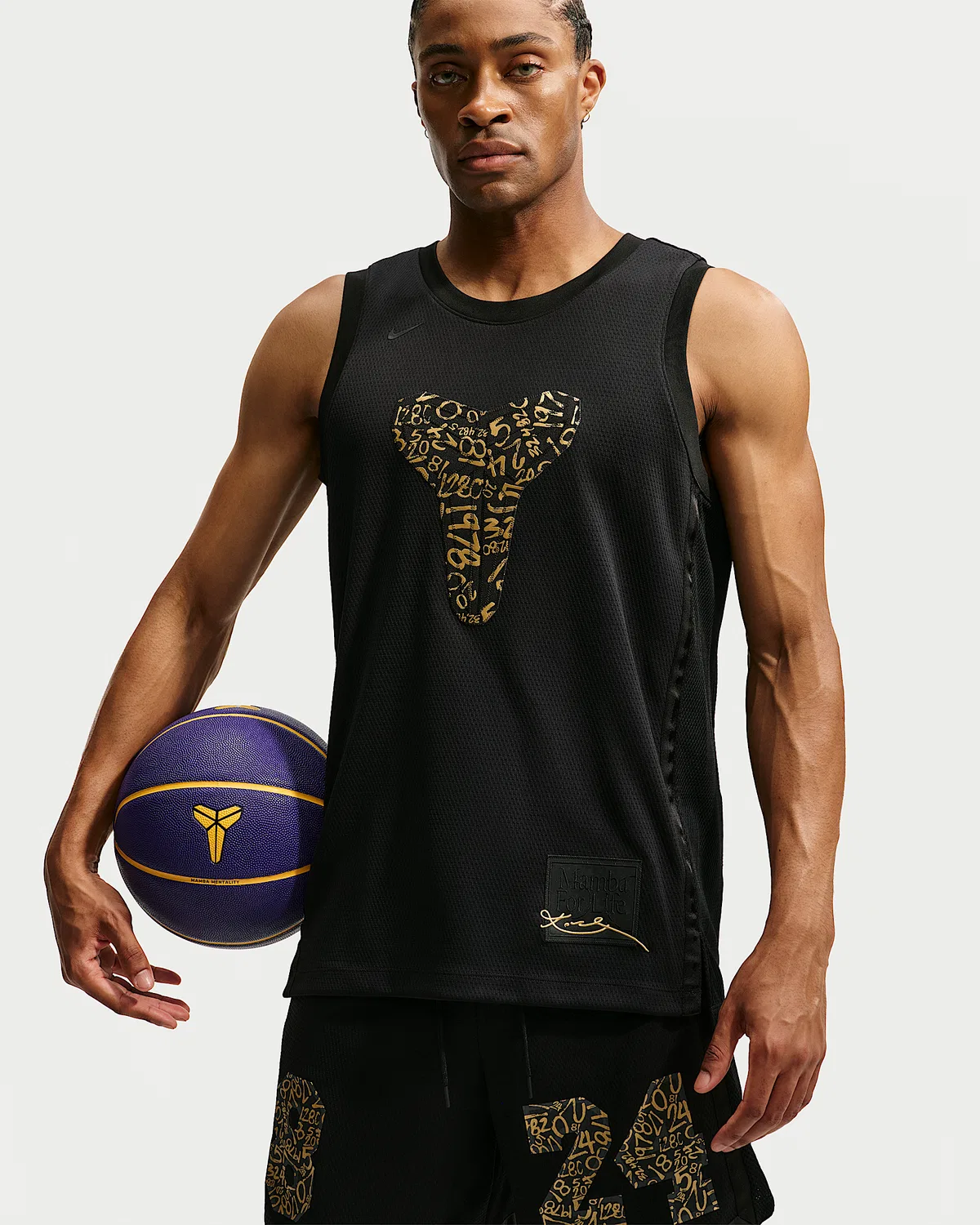 Nike Мужская баскетбольная майка Kobe, Black/Metallic Gold