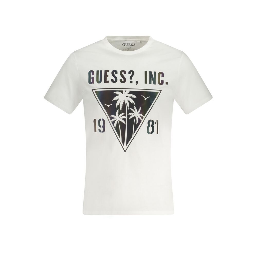 

Белая хлопковая мужская футболка Guess Shoes