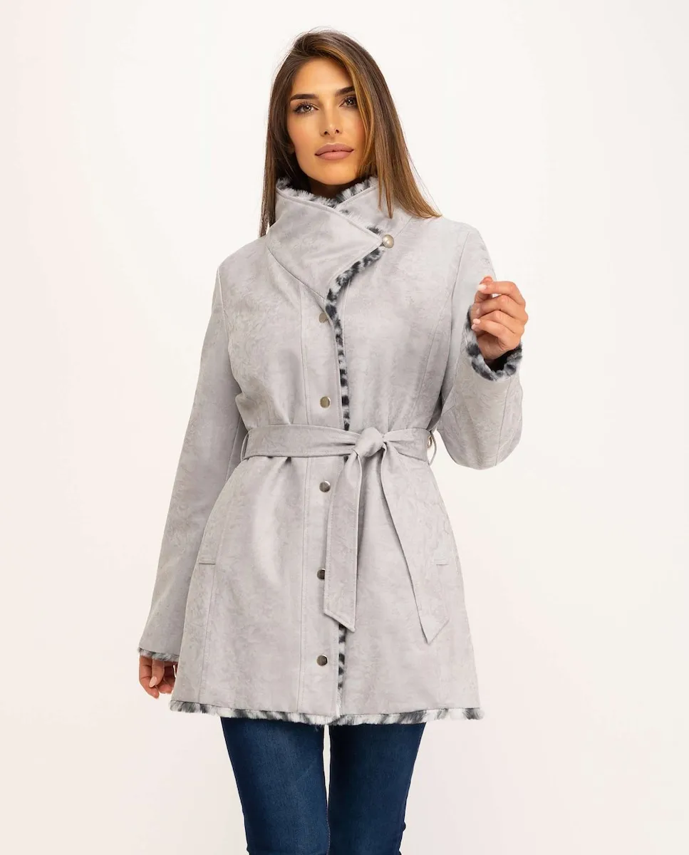 

Женская двусторонняя парка из технической ткани и искусственного меха Fsh, светло-голубой