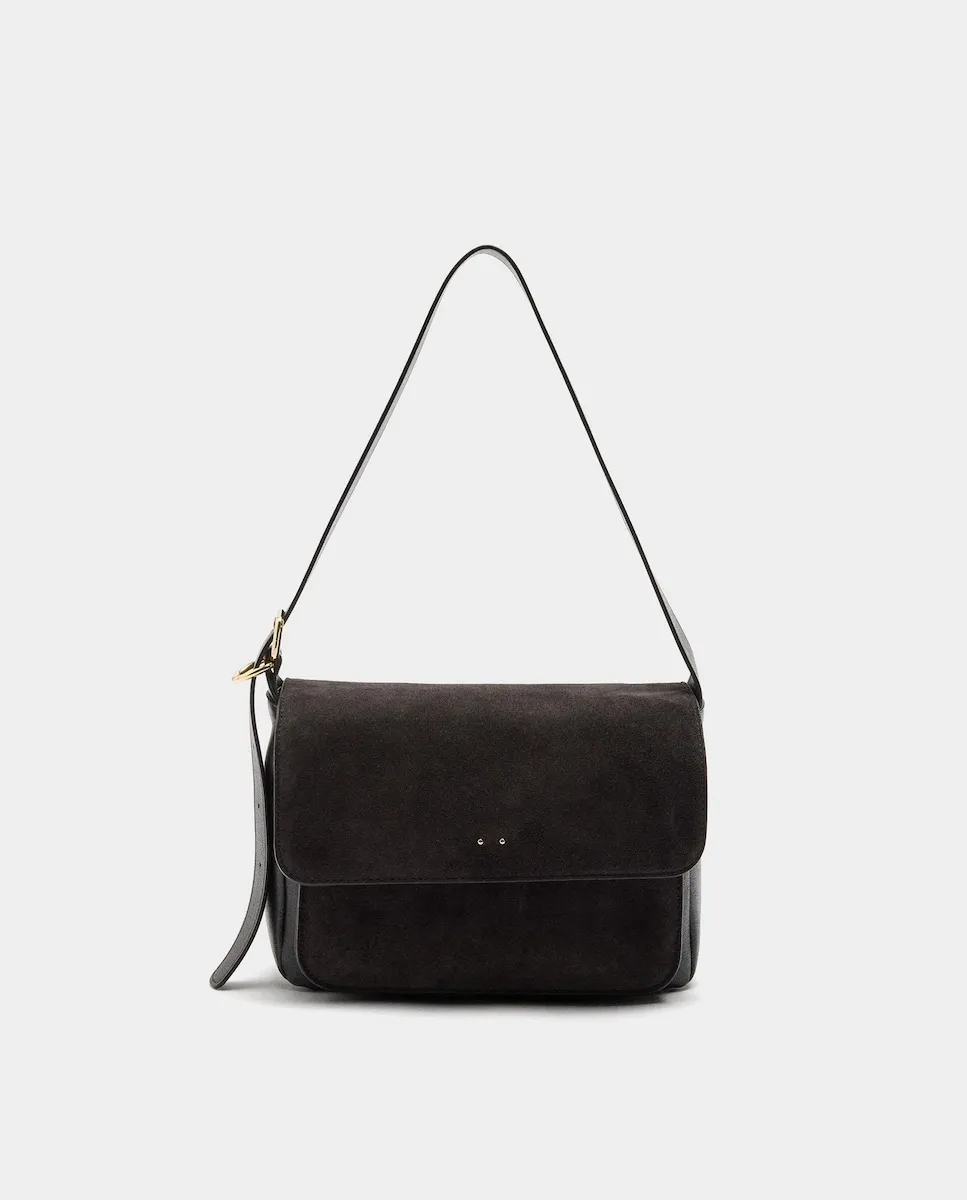 

Женская кожаная сумка через плечо с клапаном и магнитной застежкой, однотонная Parfois, черный
