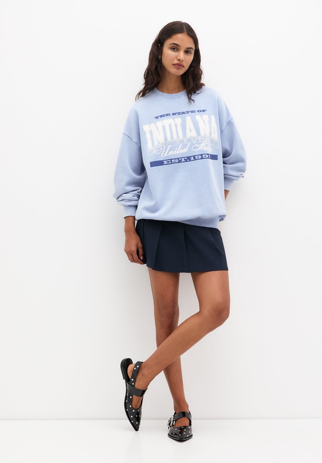 

Толстовка INDIANA PULL&BEAR, темно-синий деним