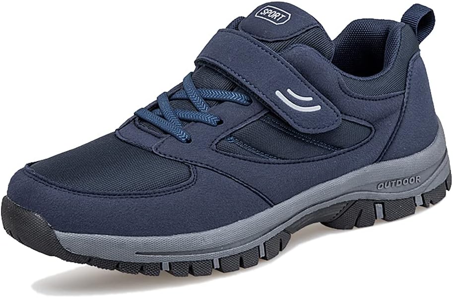 

LEADER SHOW Мужские удобные прогулочные туфли против скольжения, безопасные повседневные кроссовки для пожилых с застежкой-липучкой, синий