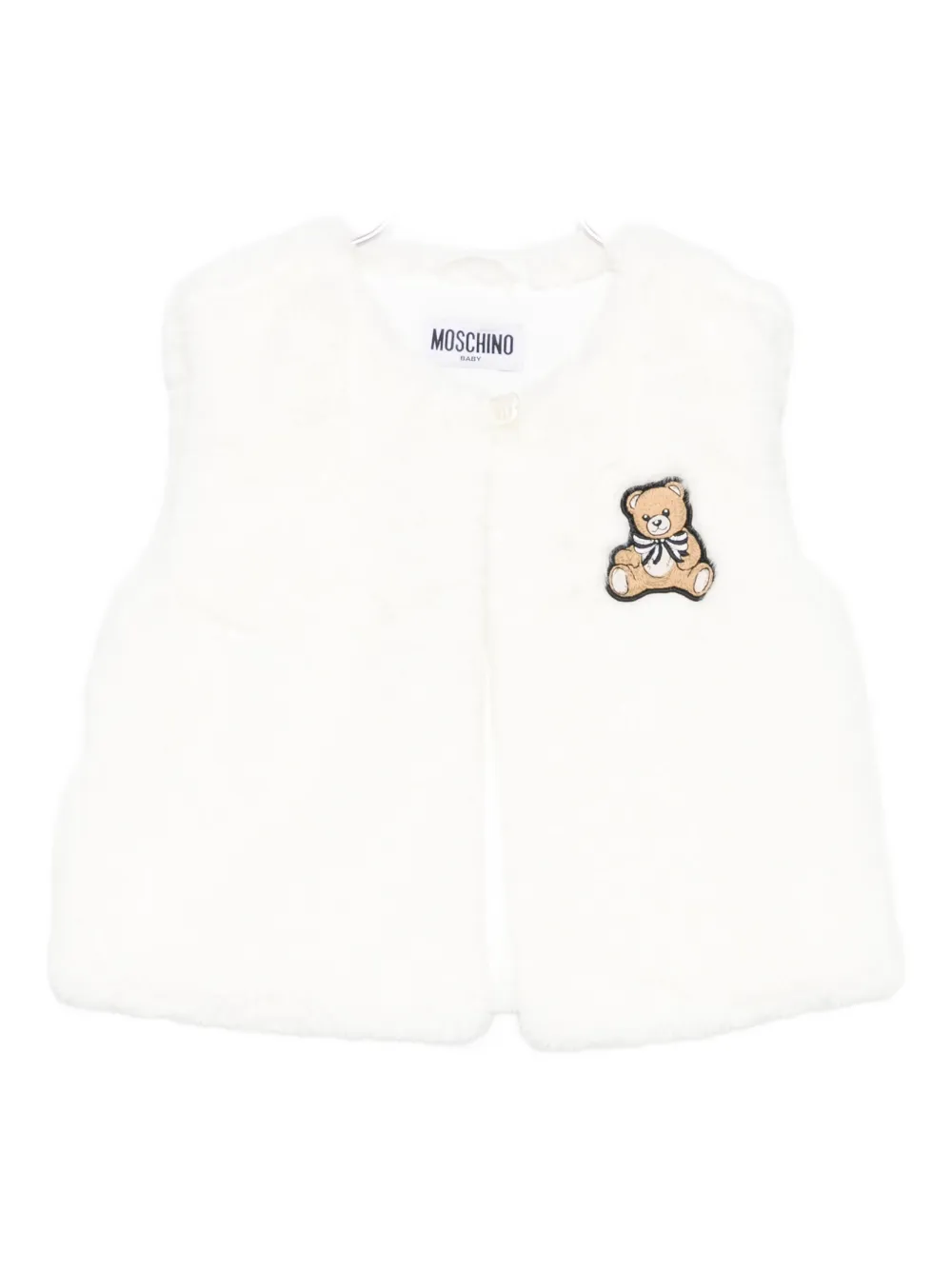

Флисовый жилет с плюшевым мишкой Moschino Kids, белый