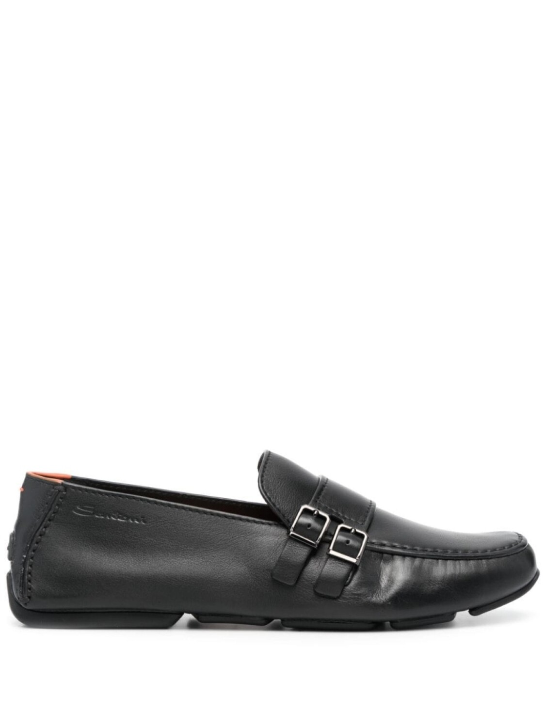 

Santoni туфли монки с пряжками, черный