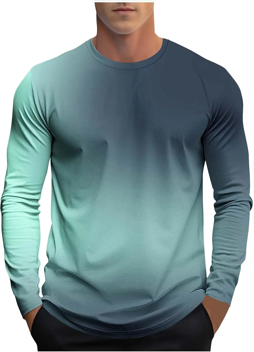 

Мужская футболка с принтом тай-дай, длинный рукав, градиент