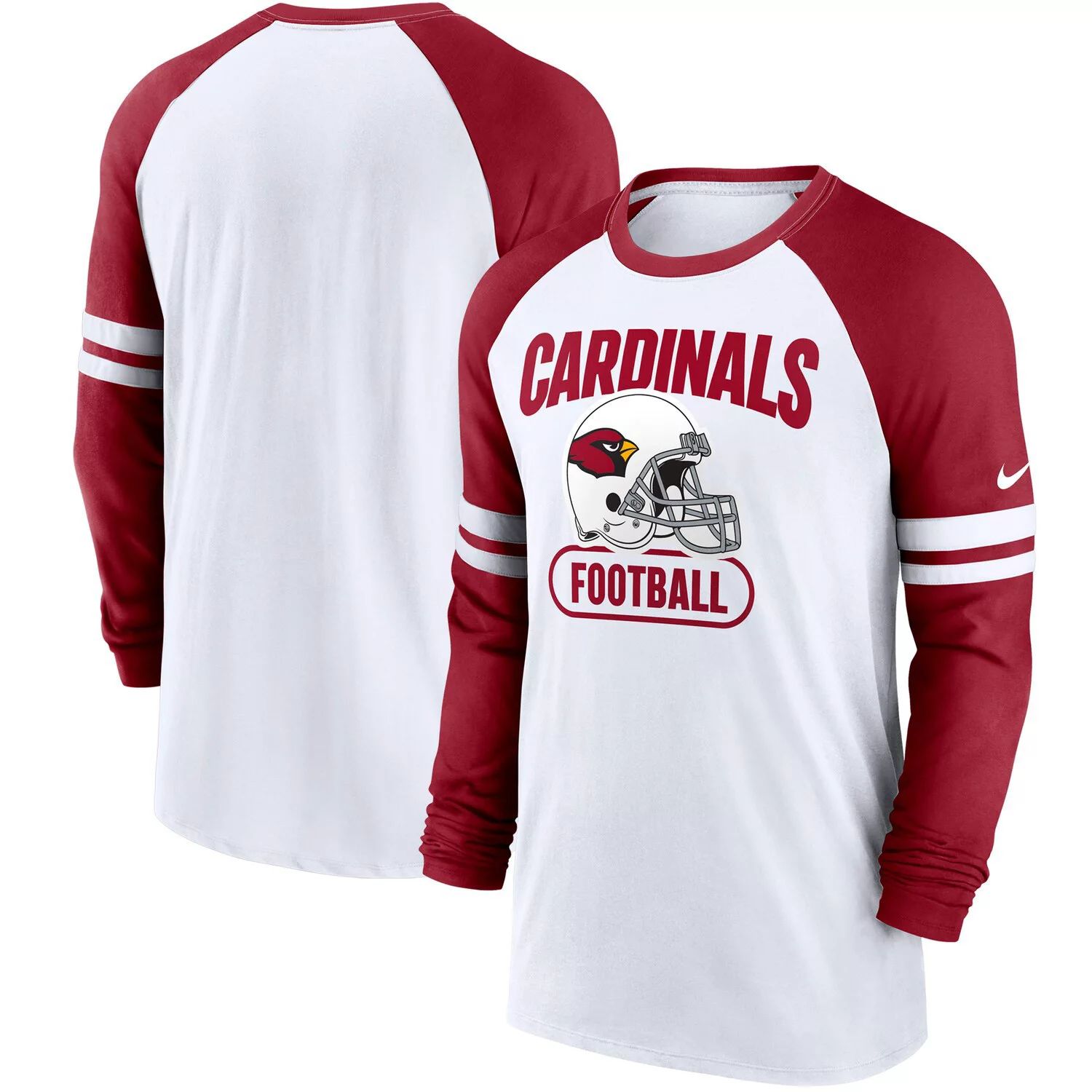 

Мужская белая/кардинал Arizona Cardinals Throwback футболка с длинным рукавом реглан Nike, Белый, Мужская белая/кардинал Arizona Cardinals Throwback футболка с длинным рукавом реглан Nike