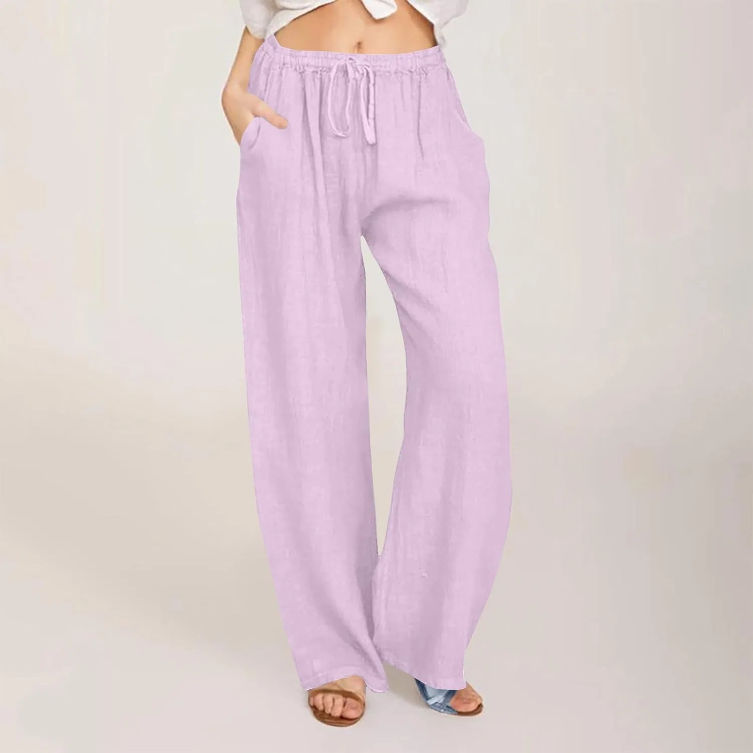 Штаны свободные, Linen, Purple — фото 2