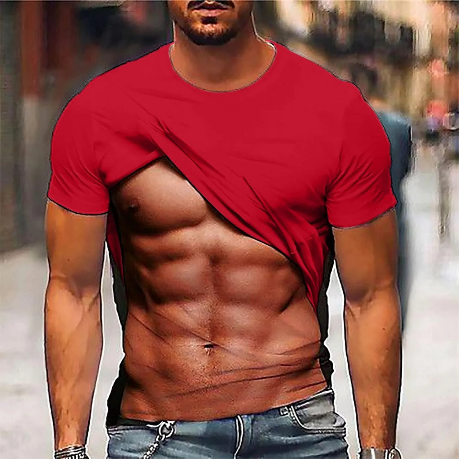 Футболка с принтом для мужчин Funny Muscle Print — фото 2