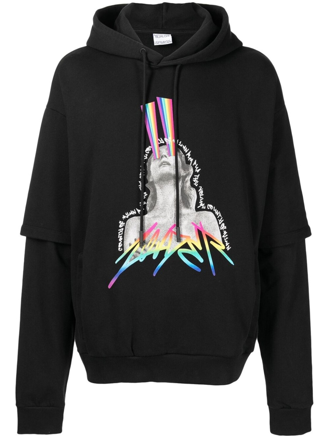 

Marcelo Burlon County of Milan многослойное худи с графичным принтом, черный