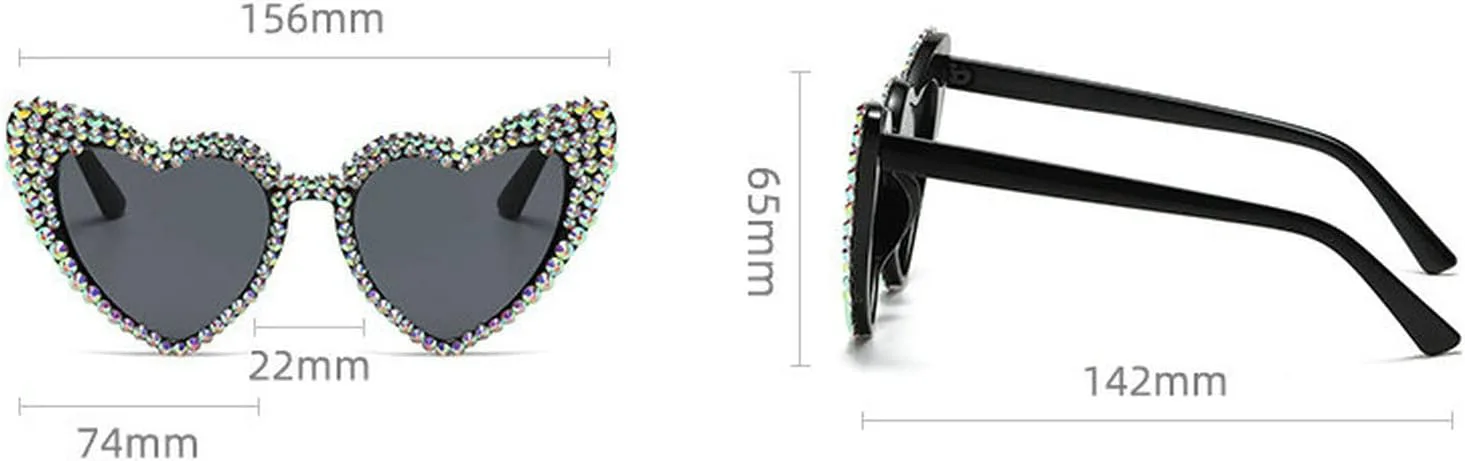 

Солнцезащитные очки COTIA Love Heart с блестящей бриллиантовой оправой, женские, в форме «кошачий глаз», роскошные, со стразами, милые, для вечеринок, Blue