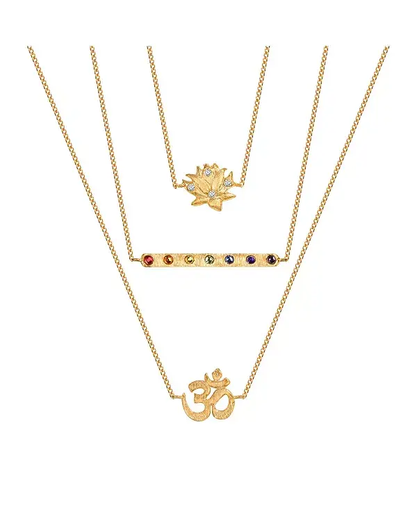 

Выровненный в безмятежности - тройное ожерелье с чакрой «Лотос Ом» Karma And Luck, gold