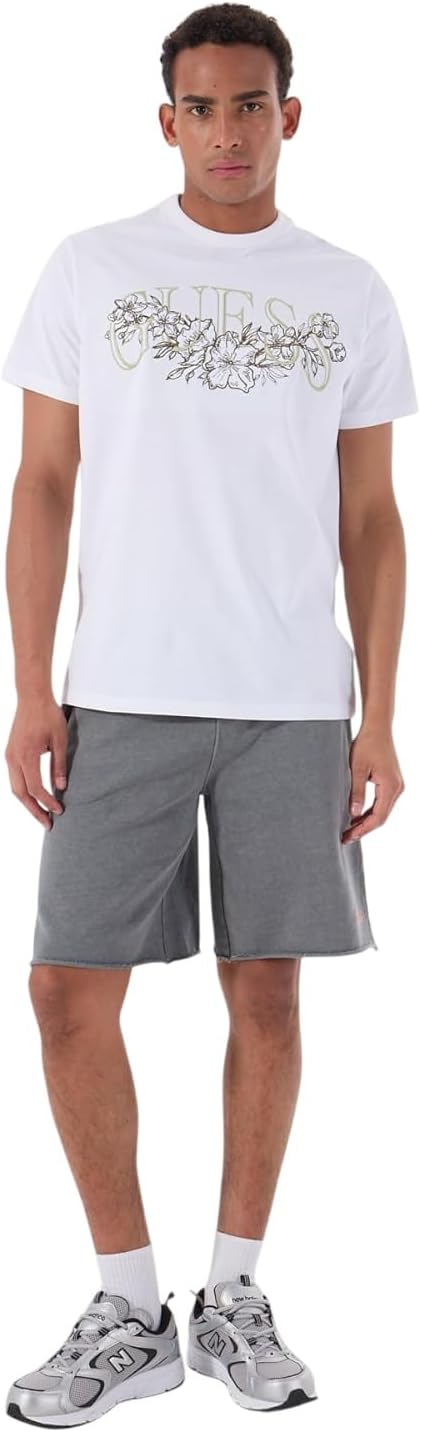 

Мужская футболка GUESS Eco с коротким рукавом и цветочным принтом, Pure White