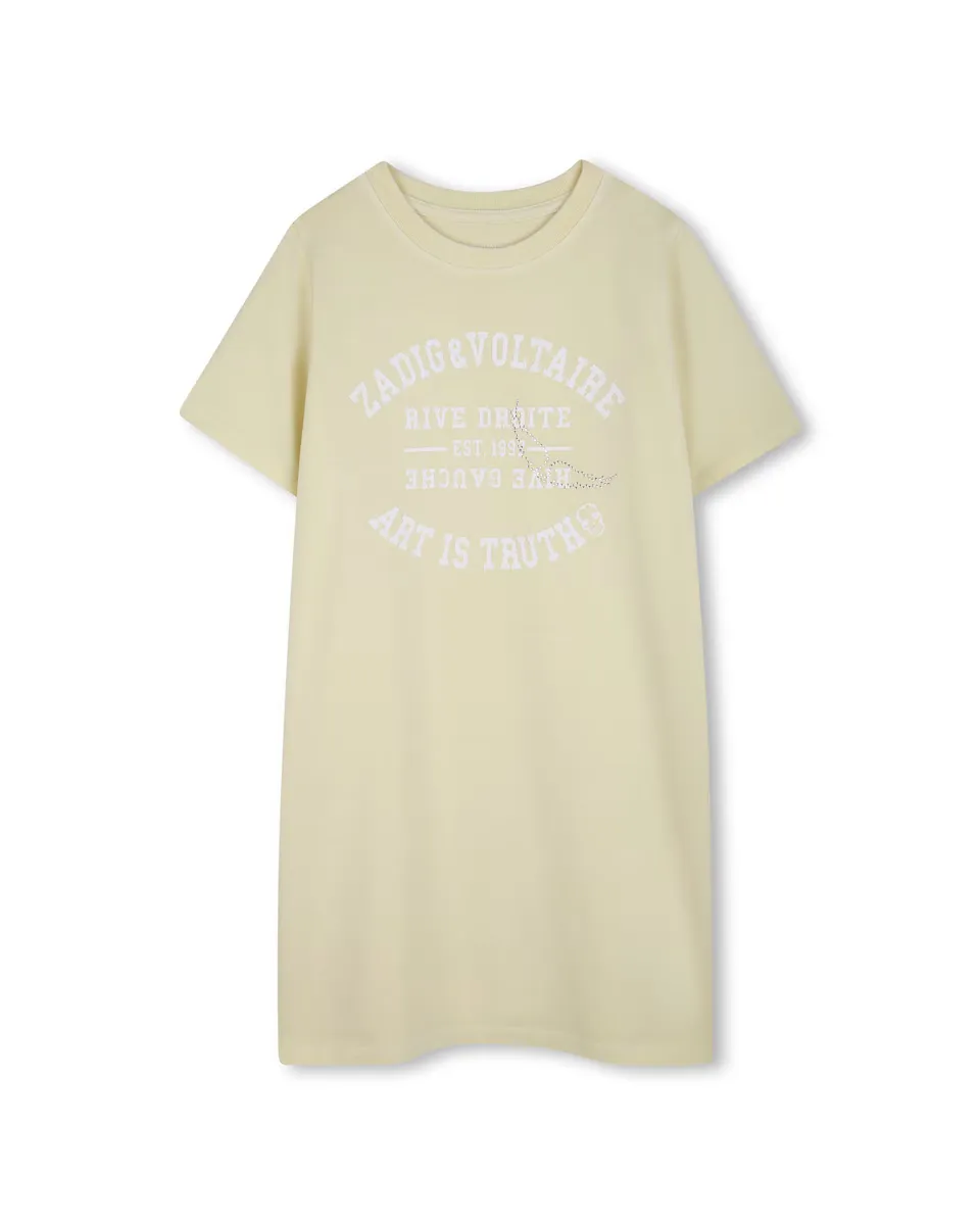 

Платье для девочки 100% хлопок с короткими рукавами Zadig & Voltaire, жёлтый