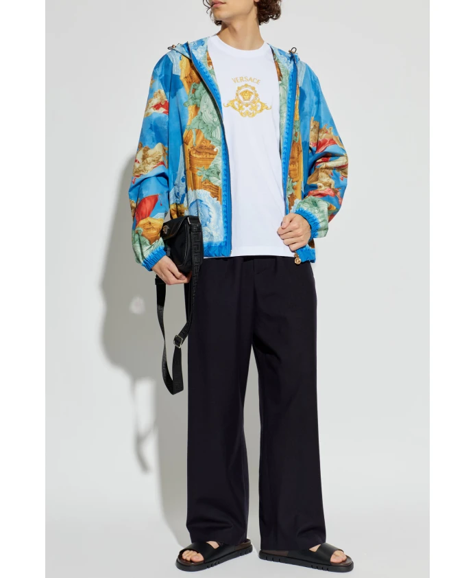 Облегающая футболка с принтом из хлопкового трикотажа. Versace, белый — фото 2