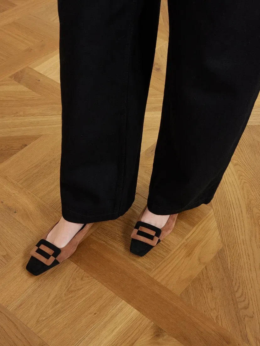 Балетки из двухцветной замши Belle Vivier с пряжкой Roger Vivier, коричневый — фото 2