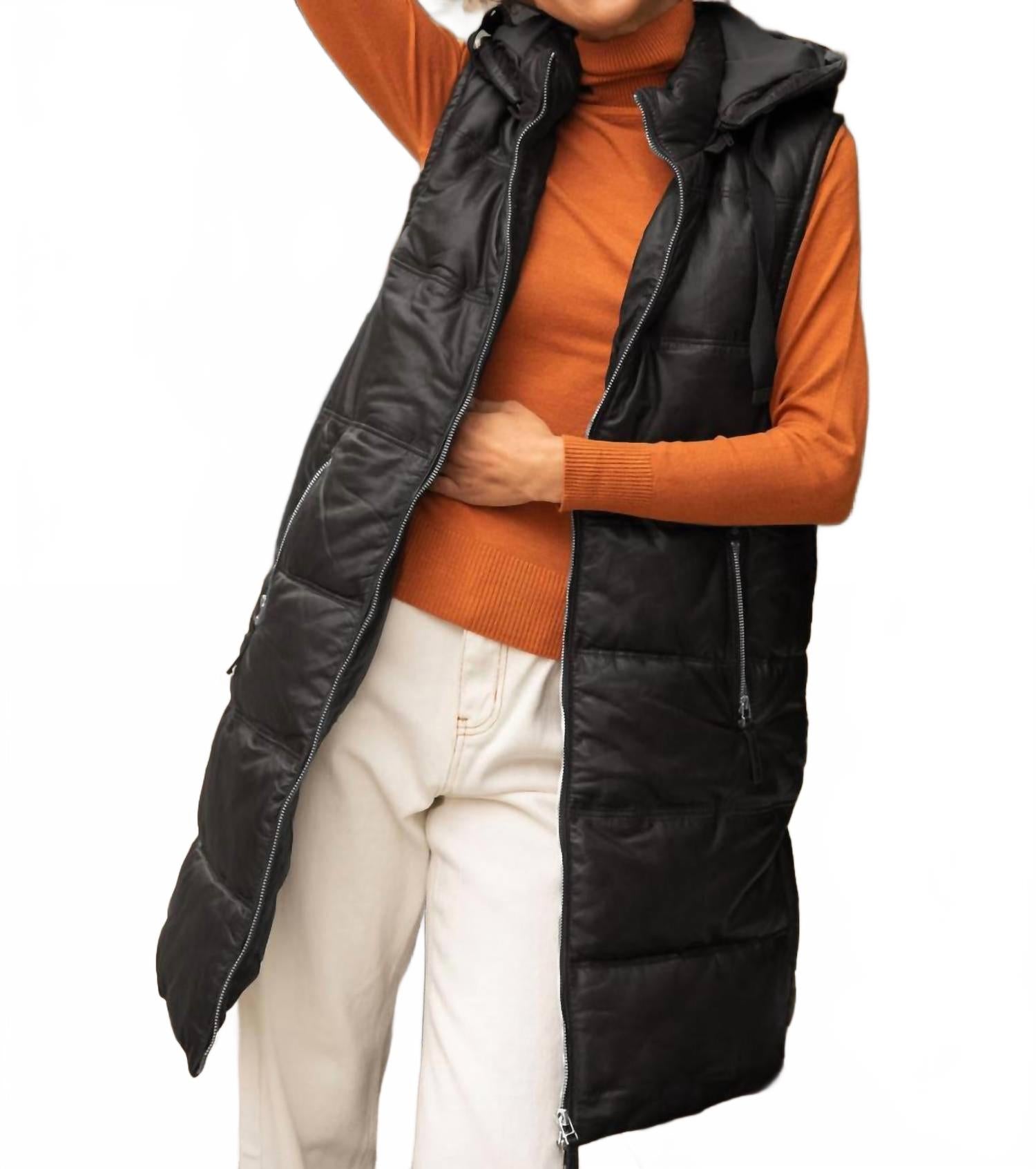 

Кожаный жилет-пуховик Veo Cf, черный Mauritius, черный