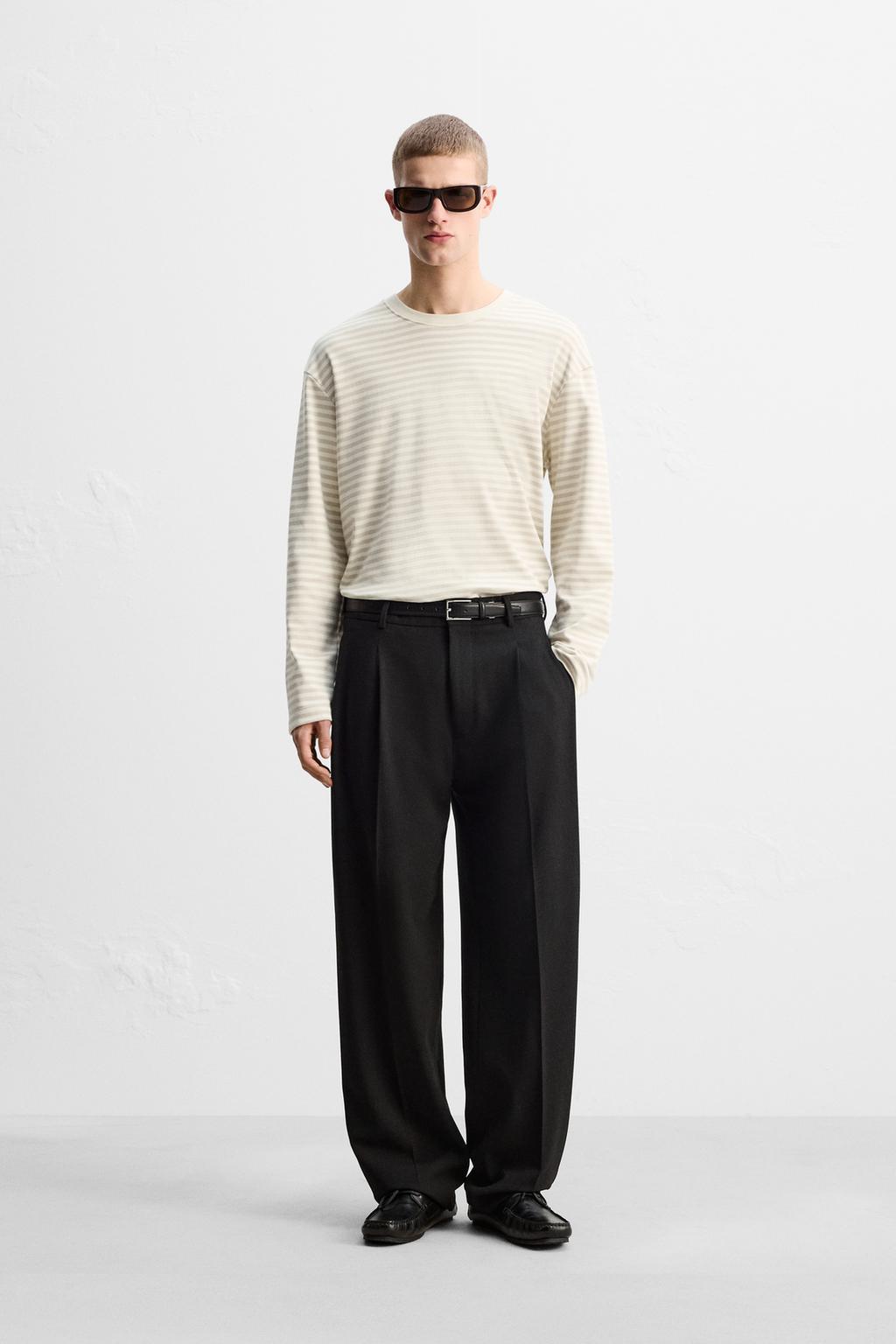 

Футболка в полоску ZARA, цвет Ecru/Beige