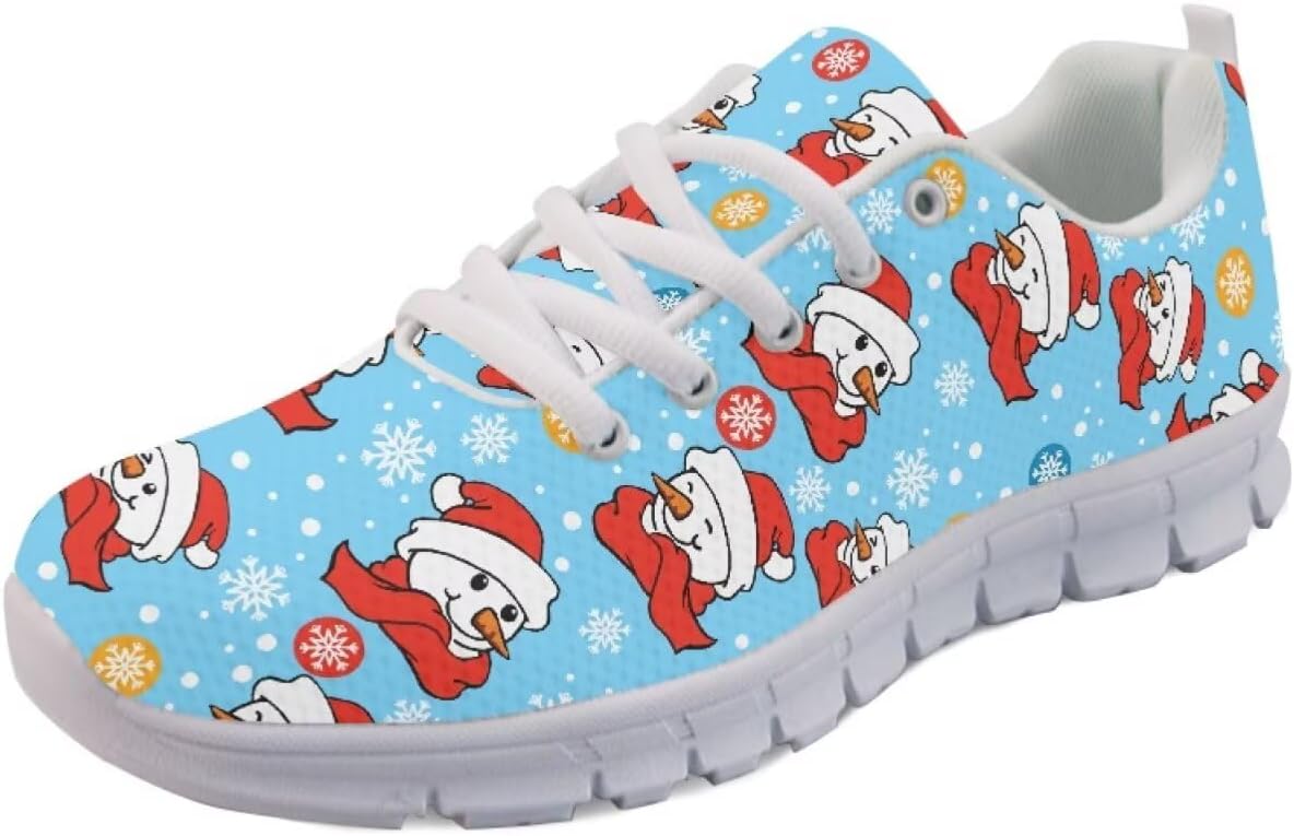 

Кроссовки Forchrinse Purple Nebula Blue Galaxy для мужчин и женщин, легкие спортивные кроссовки для бега и занятий в зале, Christmas Snowman Print