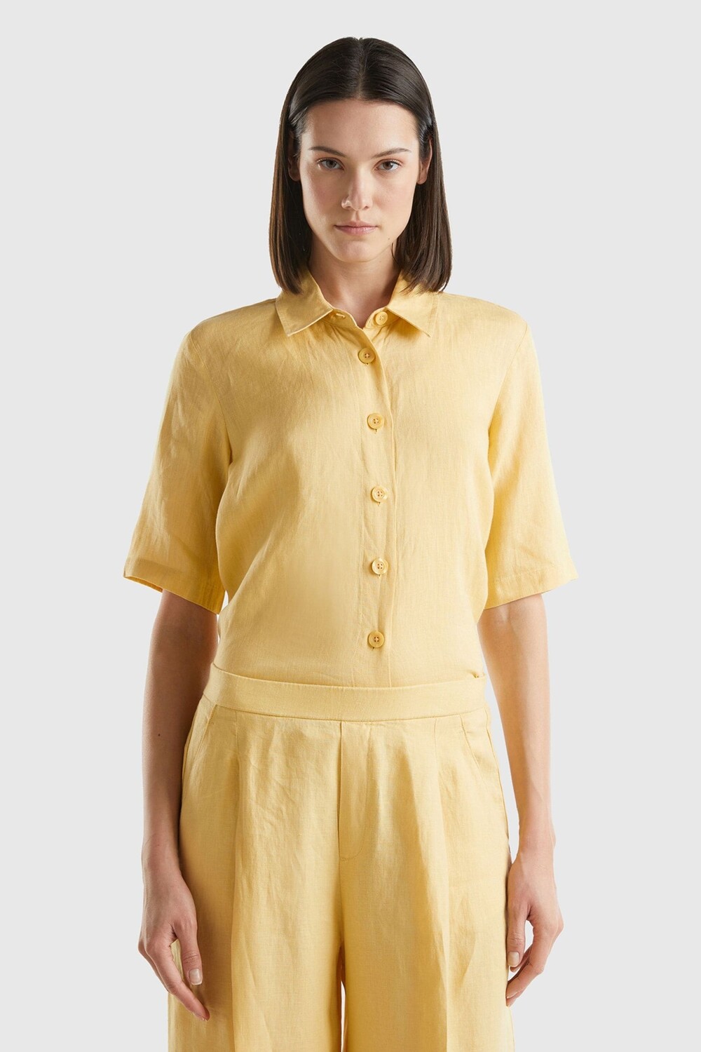 

Льняная рубашка Benetton, желтый