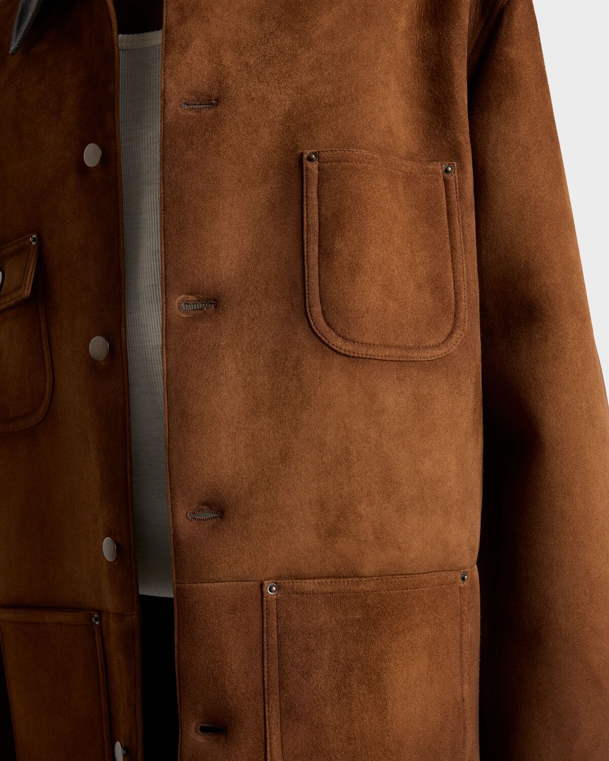 Куртка-кабан из замши Prada, какао-коричневый — фото 4