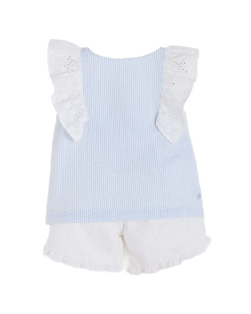 Комплект Babycottons из 2 предметов: полосатый топ и брюки с вышивкой, белый