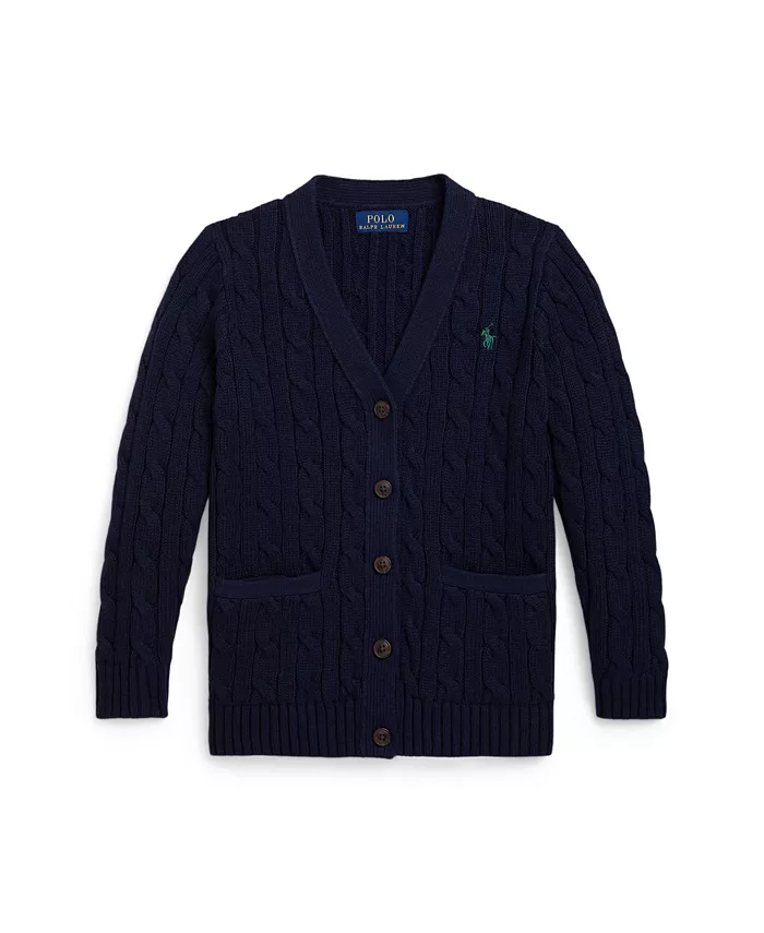 

Детская кардиган с V-образным вырезом для девочек 2T-6X Polo Ralph Lauren, синий
