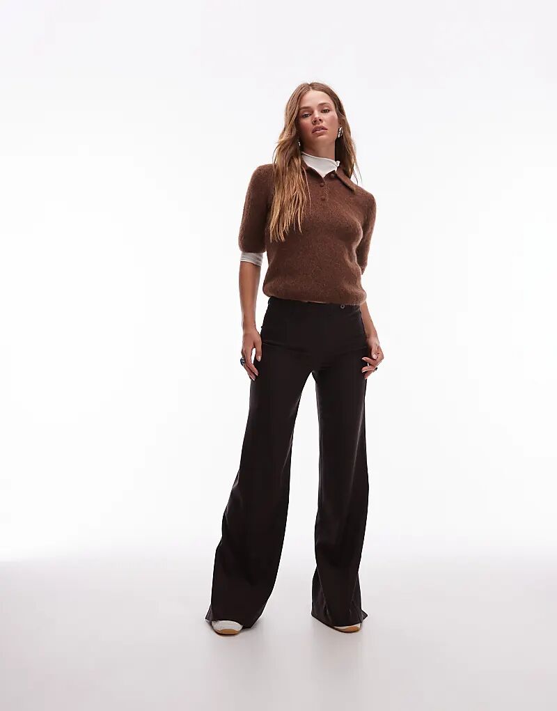 

& Other Stories шерстяные брюки с расклешенными штанинами коричневого цвета