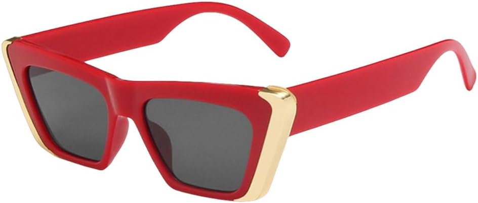 

Сексуальные солнцезащитные очки «кошачий глаз» для женщин, модные, простые, в маленькой оправе, с металлической отделкой, популярные белые очки для мужчин с защитой от УФ-излучения UV400 TYUVIVO, Red Black