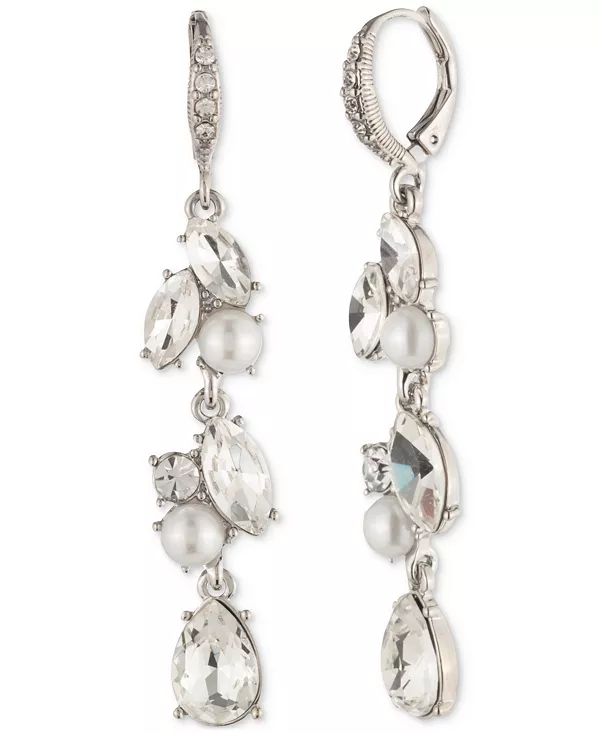 

Серьги-Подвески с серебристыми кристаллами и искусственным жемчугом Givenchy, white