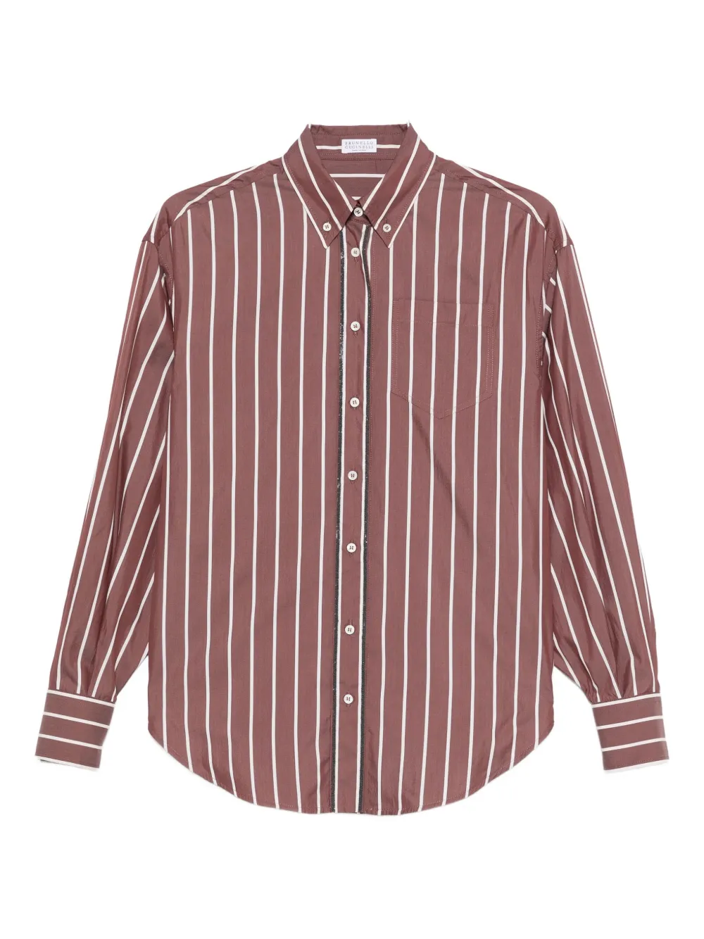 

Полосатая рубашка на пуговицах Brunello Cucinelli, коричневый